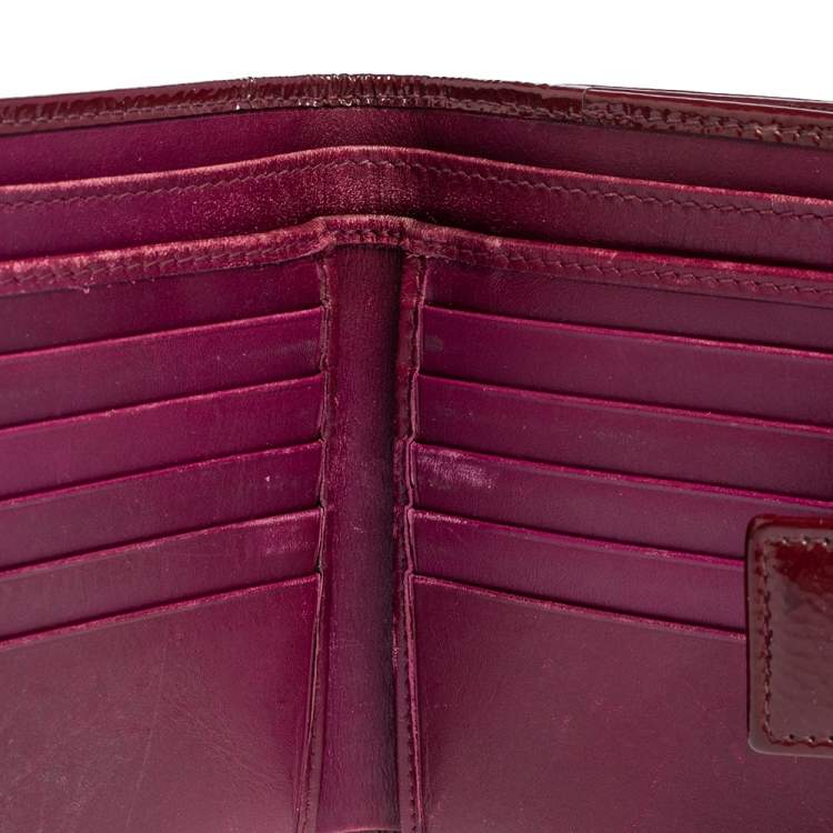Pre Owned Yves Saint Laurent Burgundy Patent Leather Belle De Jour French Wallet