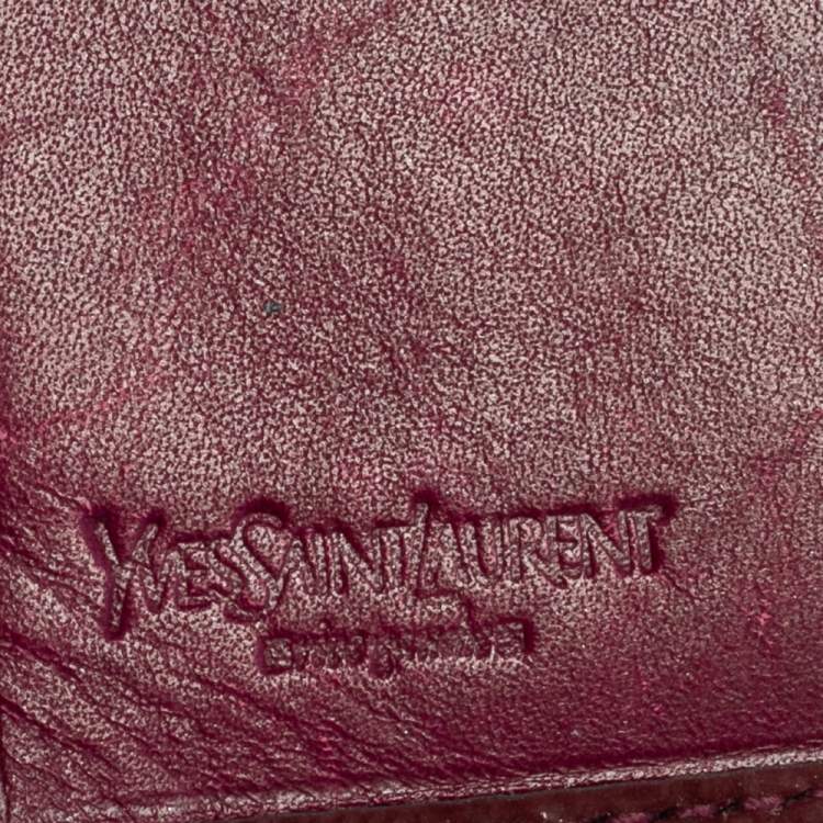 Pre Owned Yves Saint Laurent Burgundy Patent Leather Belle De Jour French Wallet