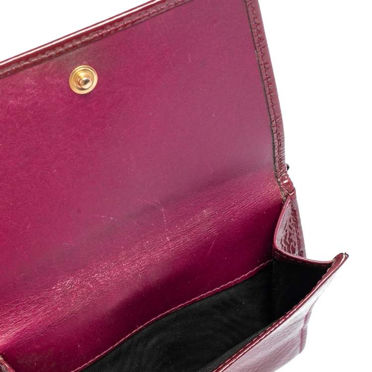 Pre Owned Yves Saint Laurent Burgundy Patent Leather Belle De Jour French Wallet