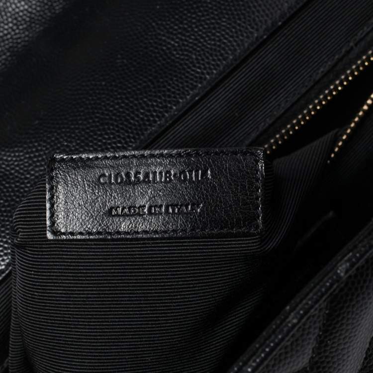 Pre Owned Saint Laurent Black Chevron Quilted Leather Monogram Envelope Shoulder Bag