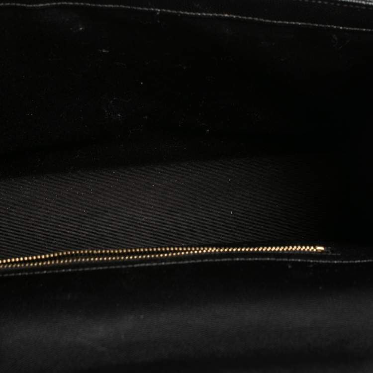 Pre Owned Saint Laurent Black Chevron Quilted Leather Monogram Envelope Shoulder Bag