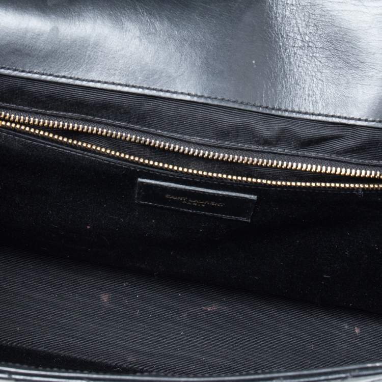Pre Owned Saint Laurent Black Quilted Leather Envelope Shoulder Bag