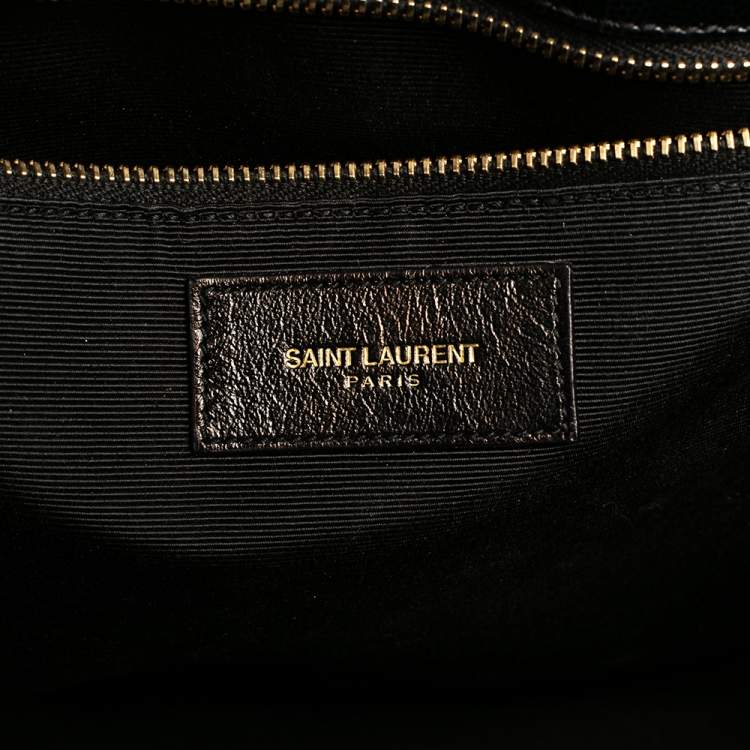 Pre Owned Saint Laurent Black Matelassé Leather Cassandre Shopper Tote