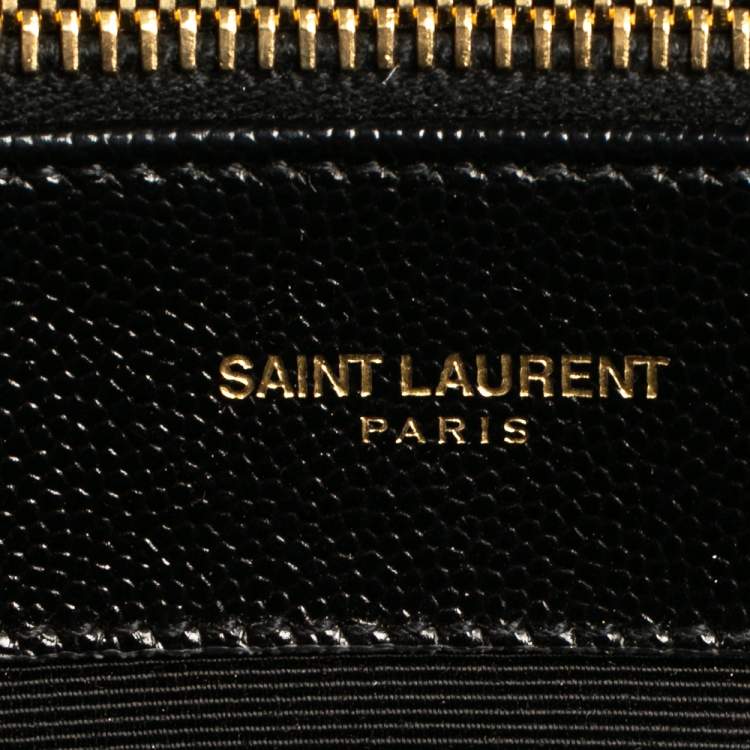 Pre Owned Saint Laurent Black Matelassé Leather Cassandre Shopper Tote