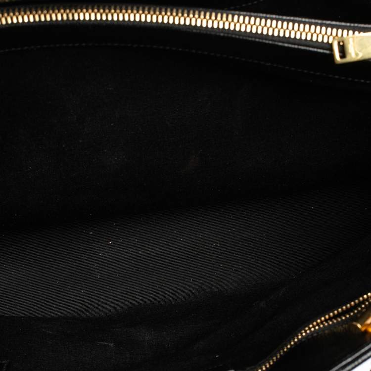 Pre Owned Saint Laurent Black Matelassé Leather Cassandre Shopper Tote