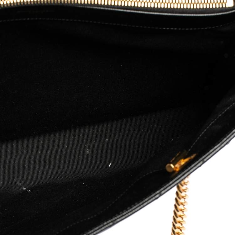 Pre Owned Saint Laurent Black Matelassé Leather Cassandre Shopper Tote