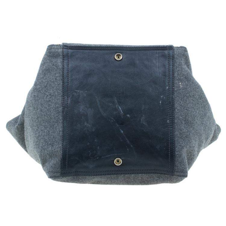 Pre Owned Yves Saint Laurent Grey Felt Downtown Luggage Tote