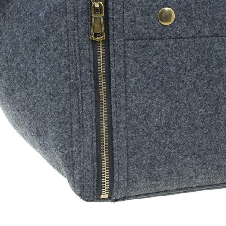 Pre Owned Yves Saint Laurent Grey Felt Downtown Luggage Tote