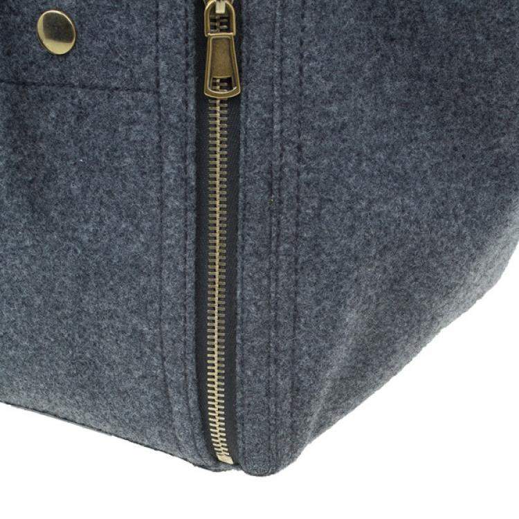 Pre Owned Yves Saint Laurent Grey Felt Downtown Luggage Tote