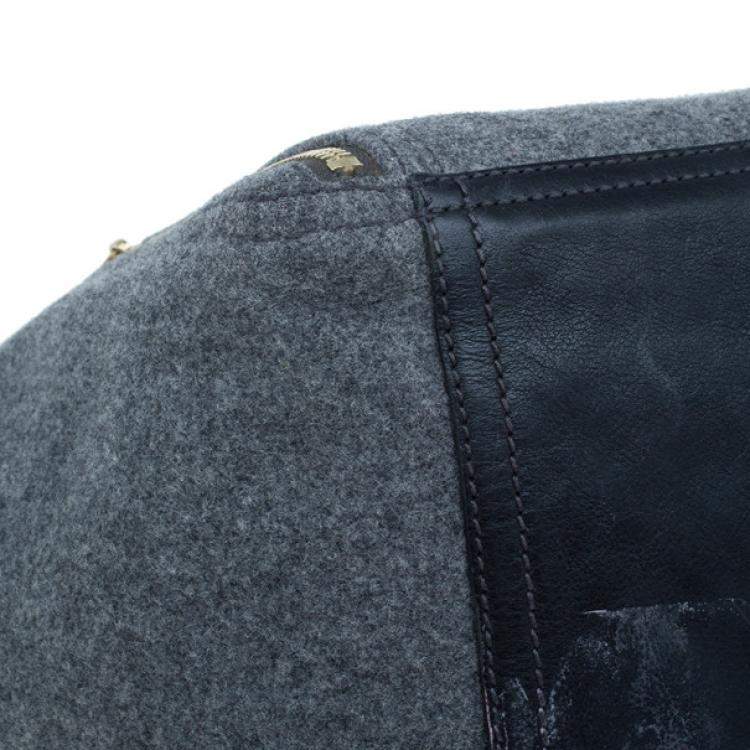 Pre Owned Yves Saint Laurent Grey Felt Downtown Luggage Tote