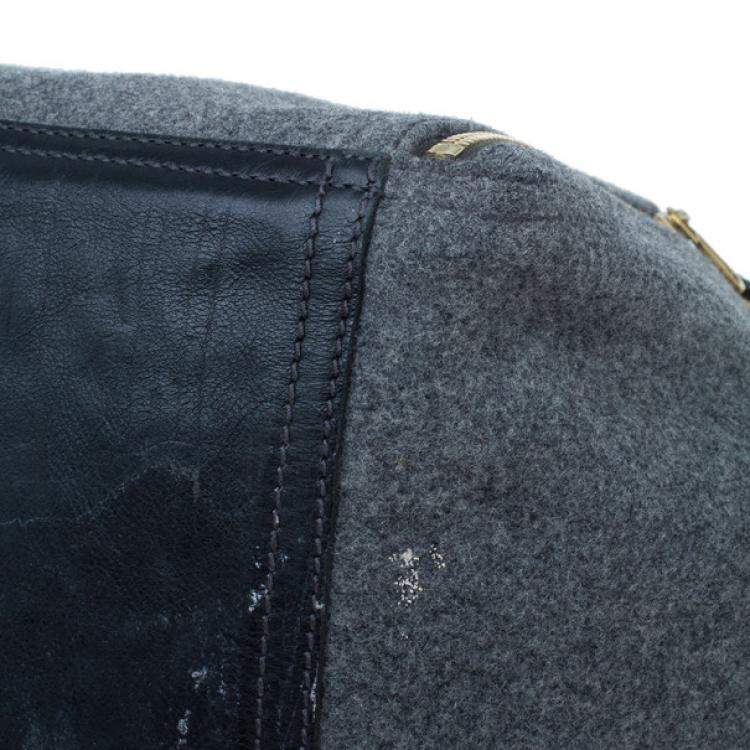 Pre Owned Yves Saint Laurent Grey Felt Downtown Luggage Tote