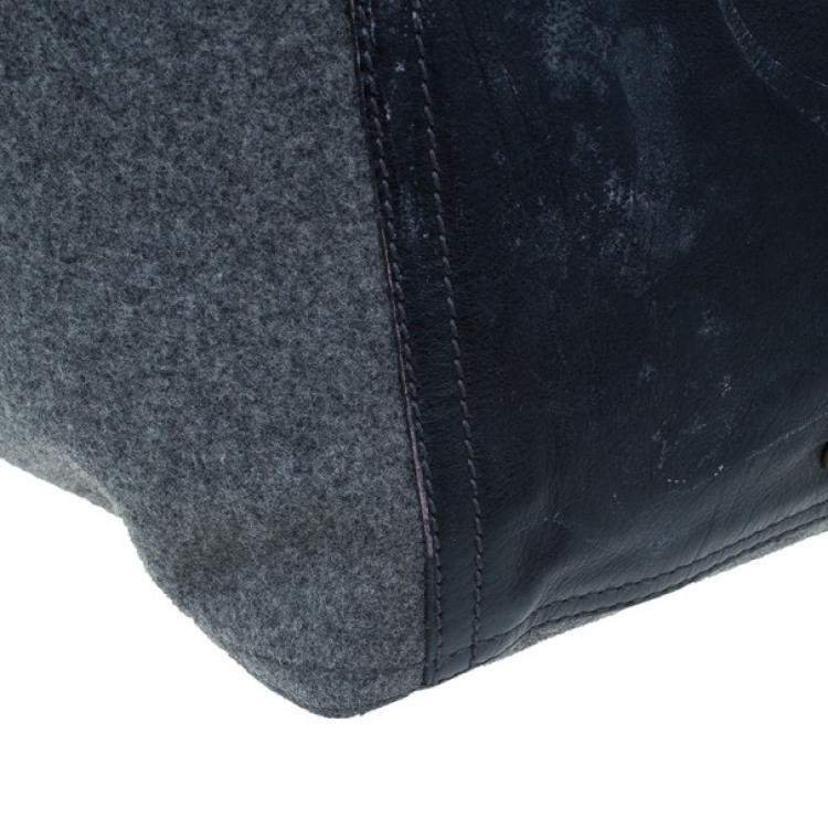 Pre Owned Yves Saint Laurent Grey Felt Downtown Luggage Tote