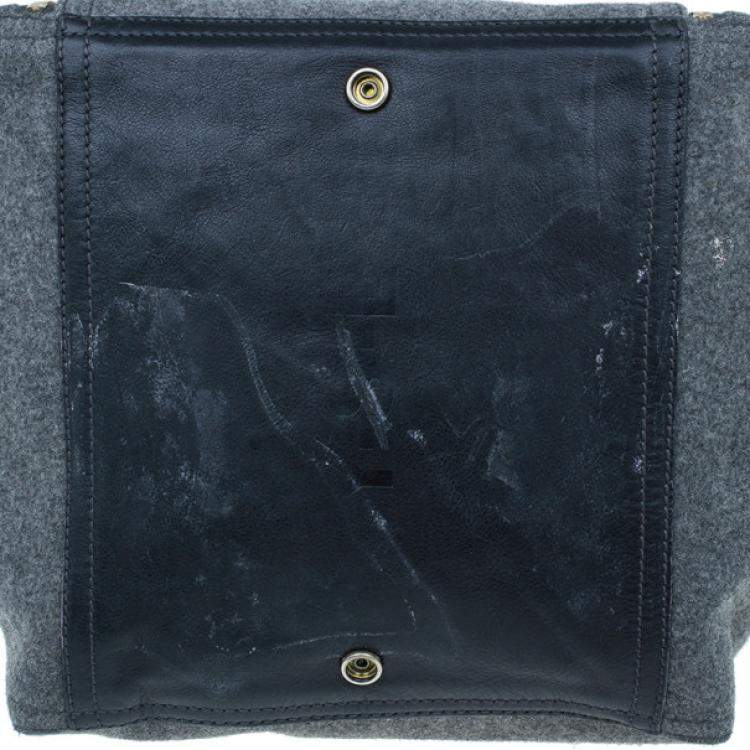 Pre Owned Yves Saint Laurent Grey Felt Downtown Luggage Tote