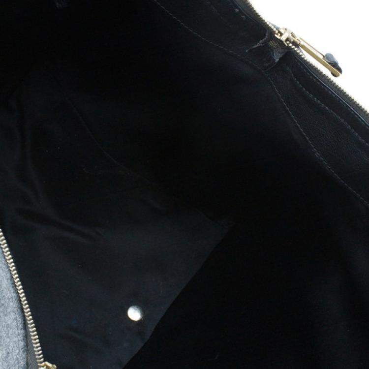 Pre Owned Yves Saint Laurent Grey Felt Downtown Luggage Tote