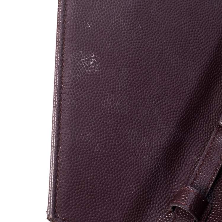 Pre Owned Saint Laurent Burgundy Matelassé Leather Monogram Envelope Wallet on Chain