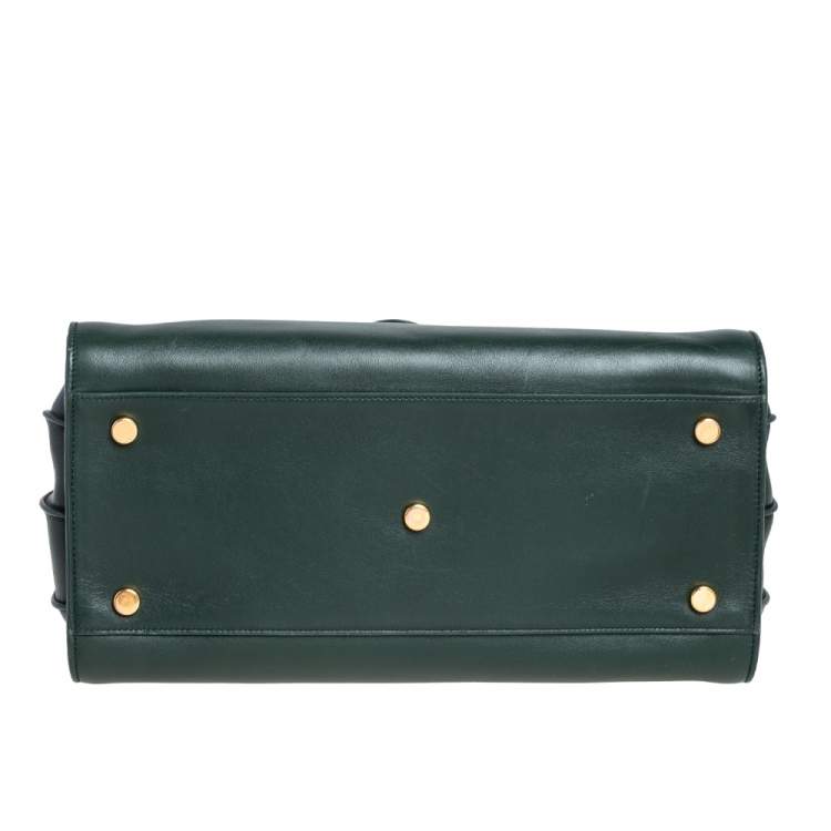 Pre Owned Saint Laurent Green Leather Small Classic Sac De Jour Tote