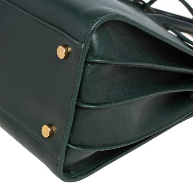 Pre Owned Saint Laurent Green Leather Small Classic Sac De Jour Tote