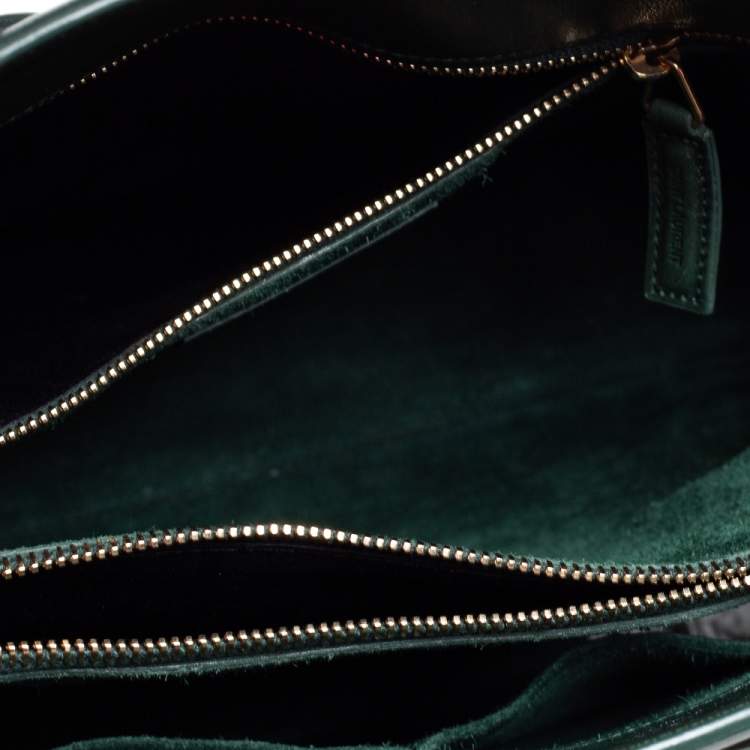 Pre Owned Saint Laurent Green Leather Small Classic Sac De Jour Tote