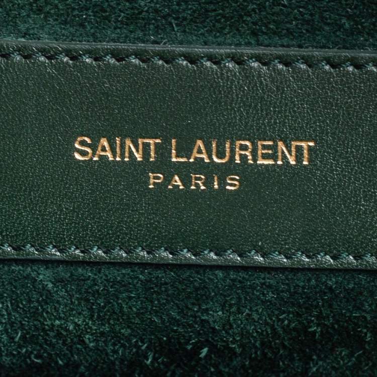 Pre Owned Saint Laurent Green Leather Small Classic Sac De Jour Tote