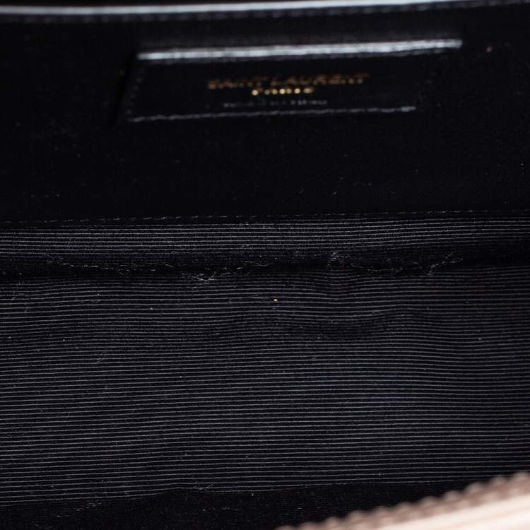 Pre Owned Saint Laurent Beige Tri Quilted Leather Monogram Envelope Shoulder Bag
