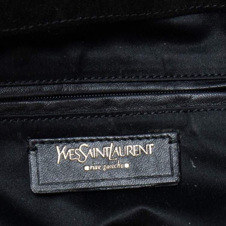 Pre Owned Yves Saint Laurent Grey Metallic Leather Downtown Tote