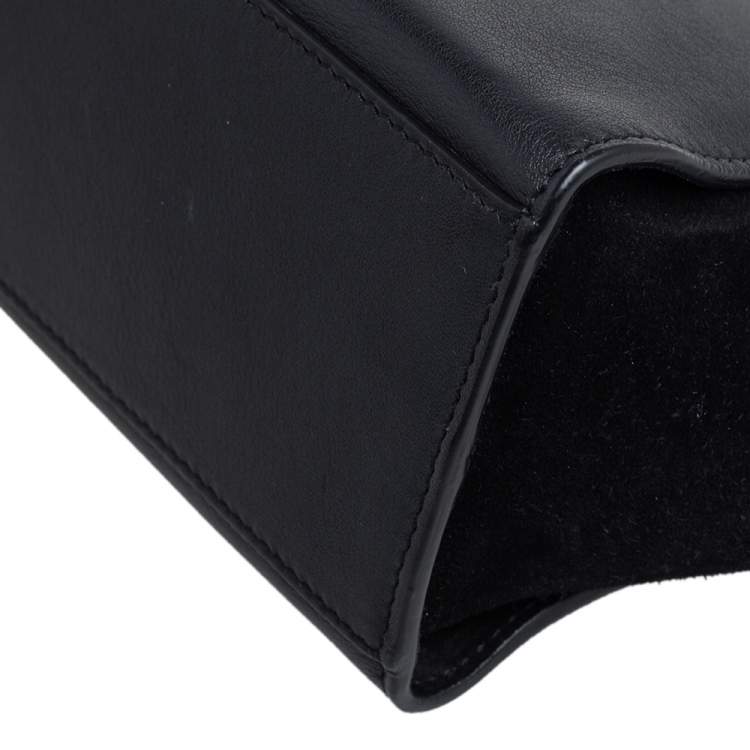 Pre Owned Saint Laurent Black Leather and Suede Monogram Toy Cabas Crossbody Bag