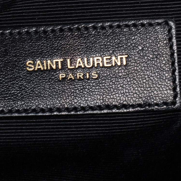 Pre Owned Saint Laurent Black Chevron Quilted Leather Monogram Envelope Shoulder Bag