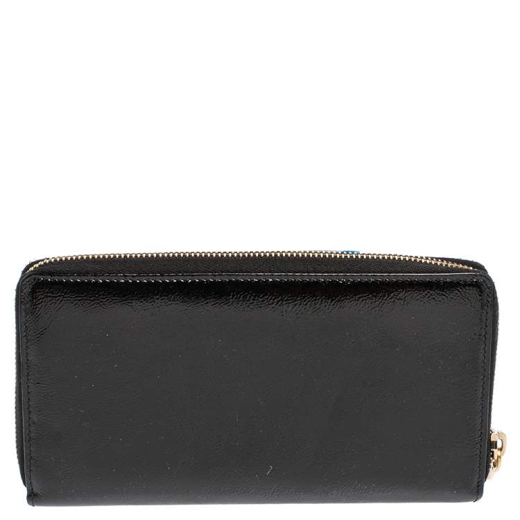 مملوكة مسبقًا Saint Laurent Black Patent Leather Belle De Jour Zip Around  Wallet