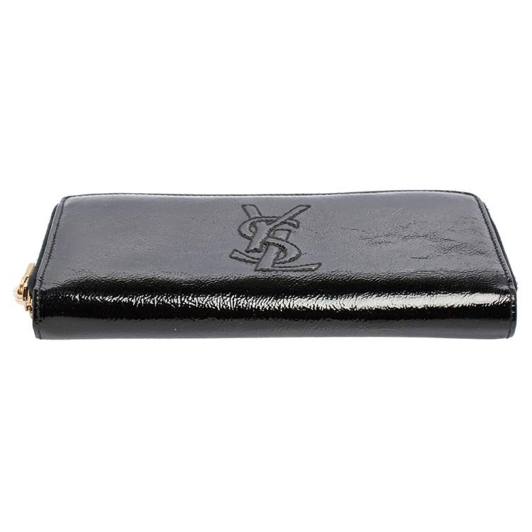 مملوكة مسبقًا Saint Laurent Black Patent Leather Belle De Jour Zip Around  Wallet