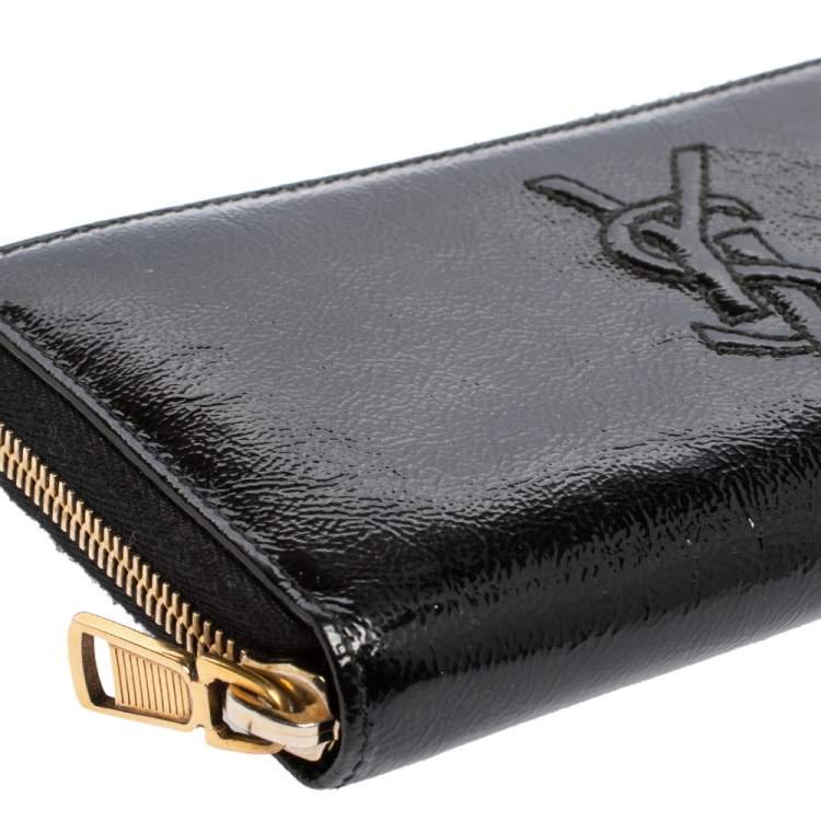مملوكة مسبقًا Saint Laurent Black Patent Leather Belle De Jour Zip Around  Wallet