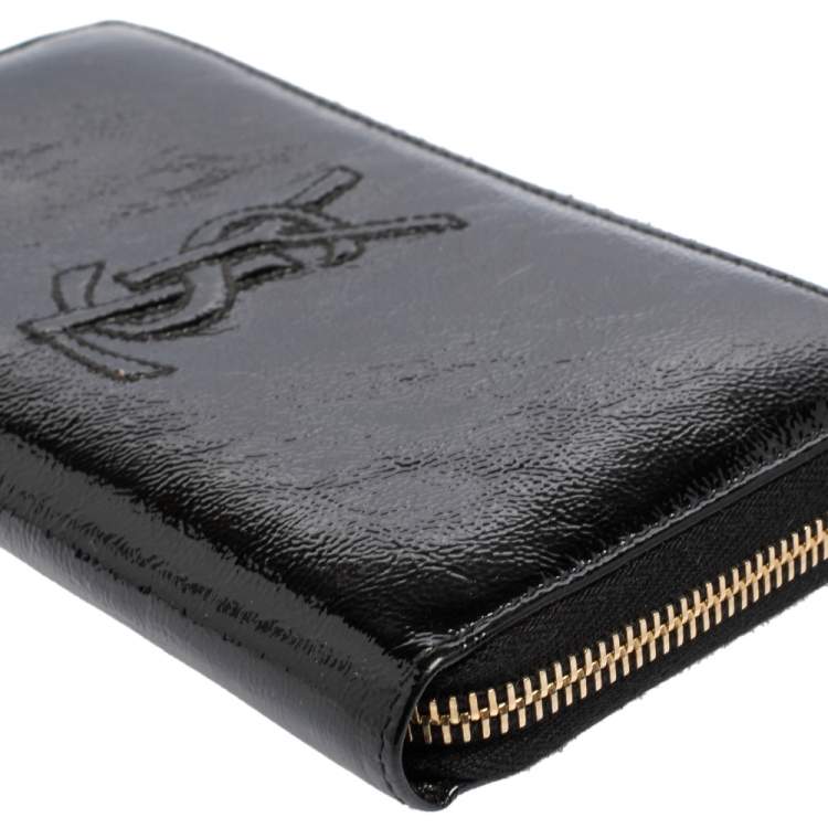 مملوكة مسبقًا Saint Laurent Black Patent Leather Belle De Jour Zip Around  Wallet