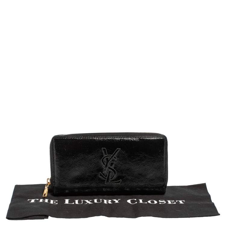 مملوكة مسبقًا Saint Laurent Black Patent Leather Belle De Jour Zip Around  Wallet