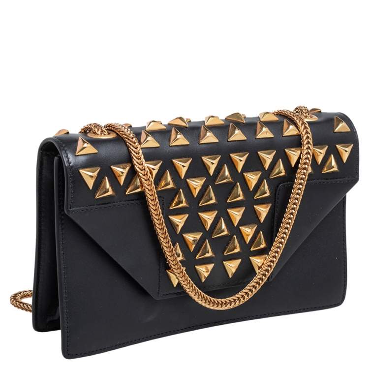 Pre Owned Saint Laurent Black Leather Mini Studded Betty Clous Shoulder Bag