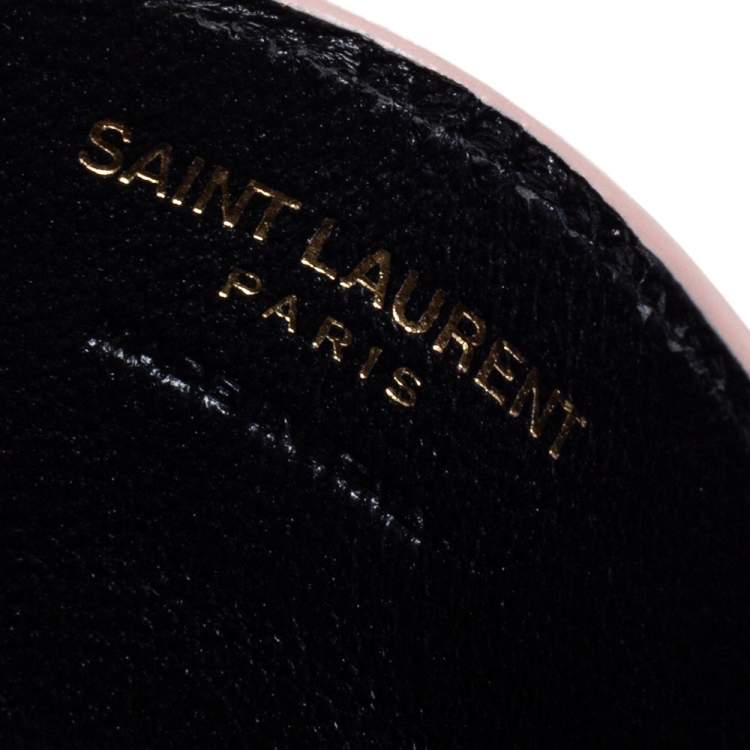 Pre Owned Saint Laurent Pink Matelassé Leather Monogram Card Holder