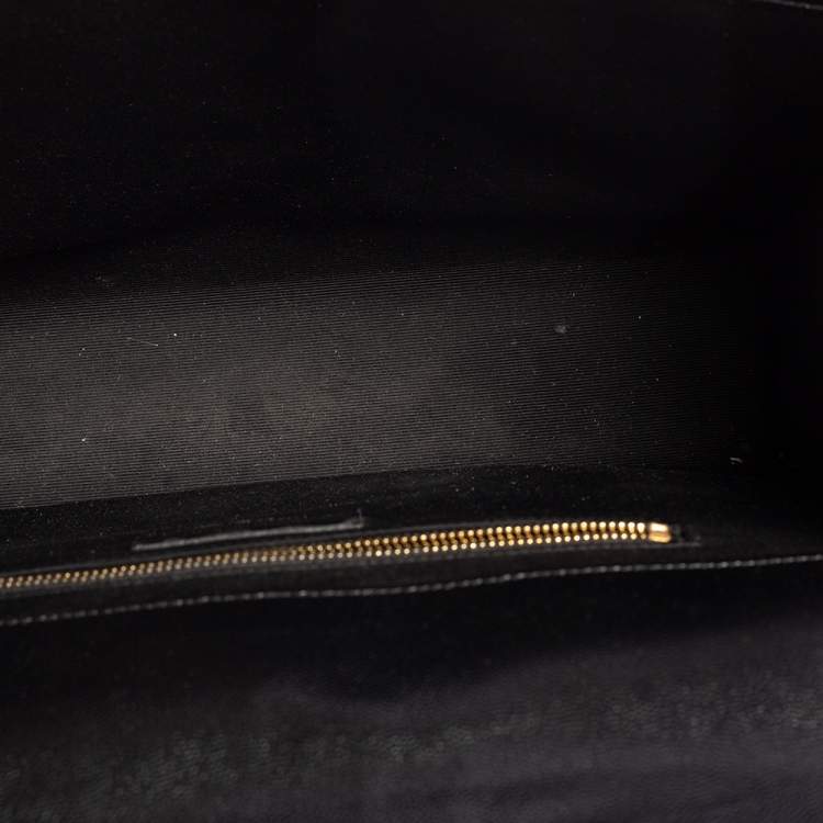 Pre Owned Saint Laurent Black Chevron Quilted Leather Monogram Envelope Shoulder Bag
