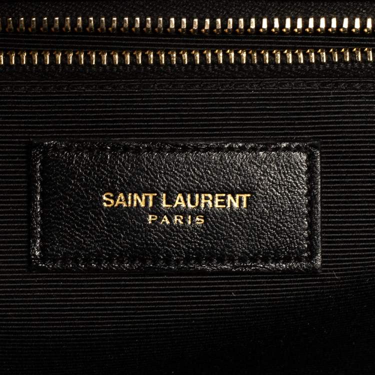 Pre Owned Saint Laurent Black Chevron Quilted Leather Monogram Envelope Shoulder Bag
