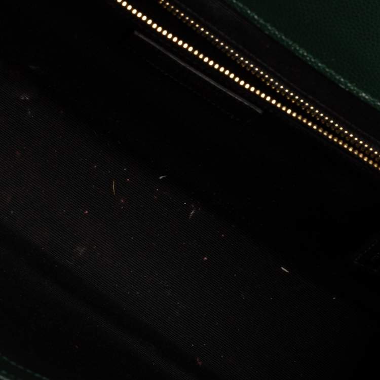 Pre Owned Saint Laurent Green Chevron Quilted Leather Monogram Envelope Shoulder Bag