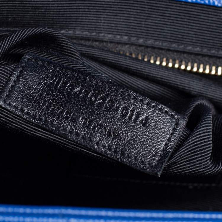 Pre Owned Saint Laurent Royal Blue Chevron Leather Monogram Envelope Shoulder Bag