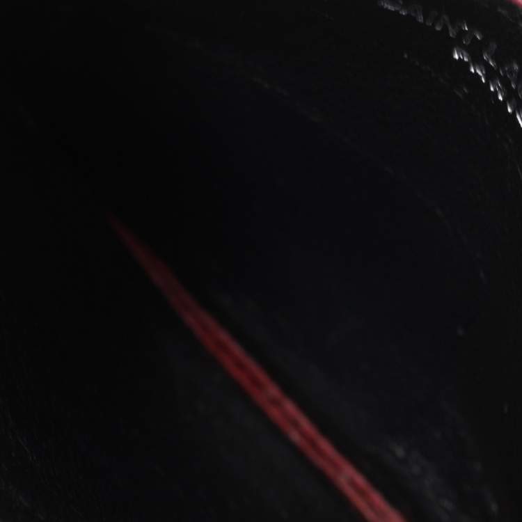 Pre Owned Saint Laurent Red Matelassé Leather Monogram Card Holder