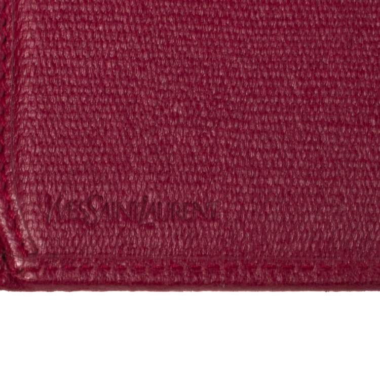 Pre Owned Yves Saint Laurent Magenta Leather Y Ligne Flap Continental Wallet