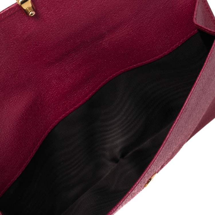Pre Owned Yves Saint Laurent Magenta Leather Y Ligne Flap Continental Wallet