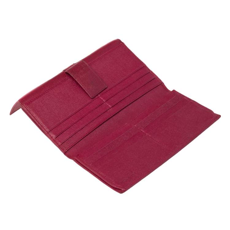 Pre Owned Yves Saint Laurent Magenta Leather Y Ligne Flap Continental Wallet