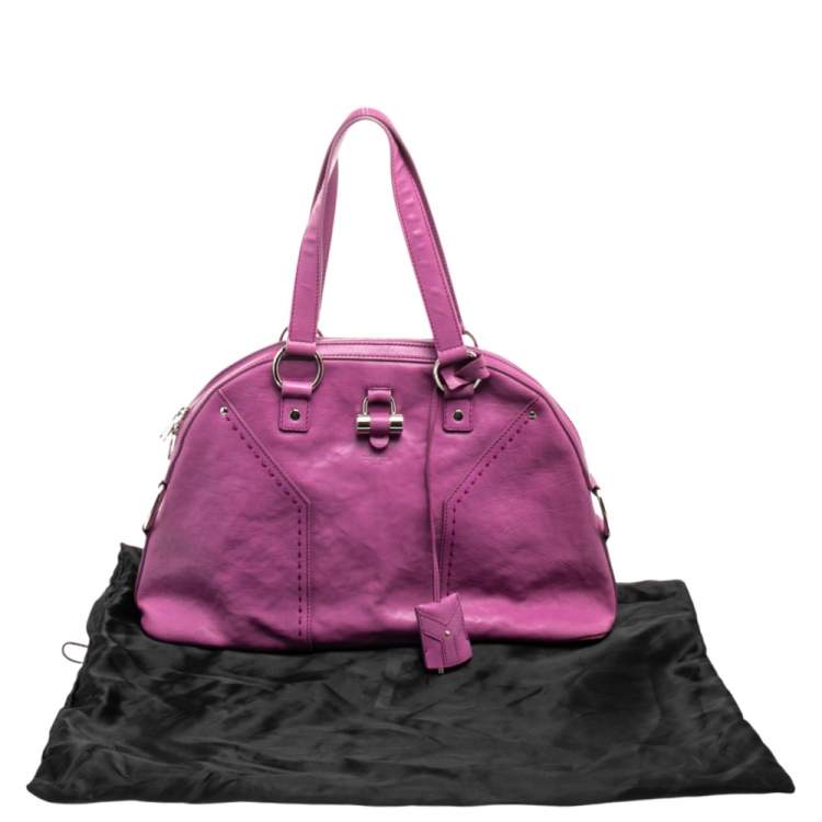 Pre Owned Saint Laurent Purple Leather Medium Muse Satchel