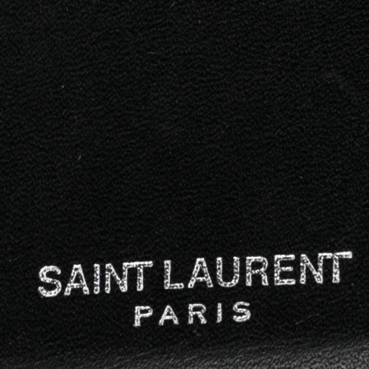 Pre Owned Saint Laurent Paris Black Leather Zip Card Holder