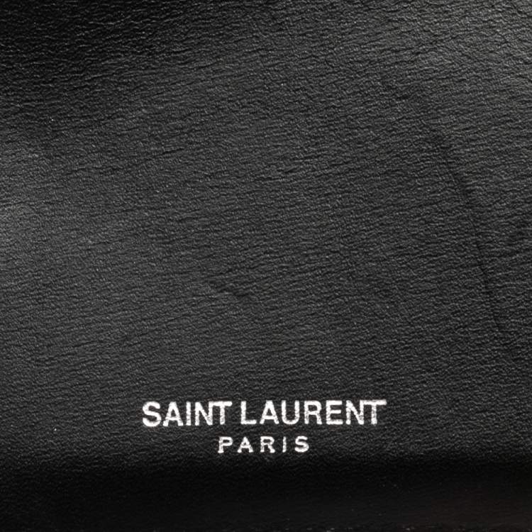 Pre Owned Saint Laurent Paris Black Leather Zip Card Holder
