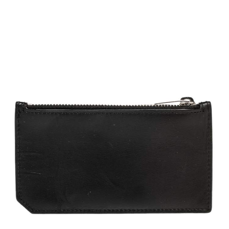 Pre Owned Saint Laurent Paris Black Leather Zip Card Holder
