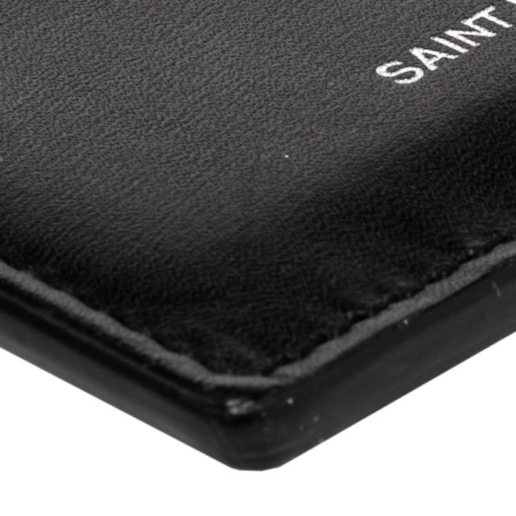 Pre Owned Saint Laurent Paris Black Leather Zip Card Holder