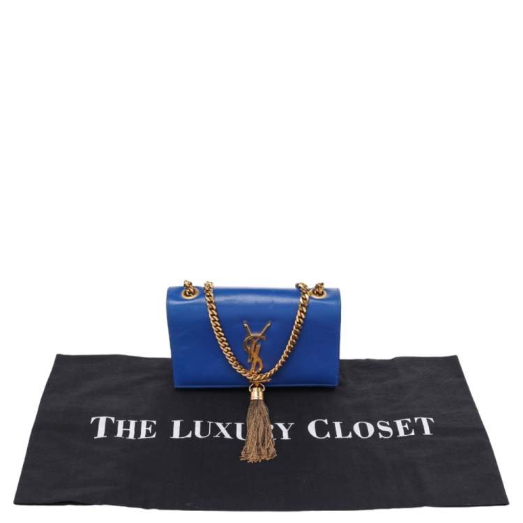 Pre Owned Saint Laurent Paris Blue Leather Small Kate Tassel Crossbody Bag