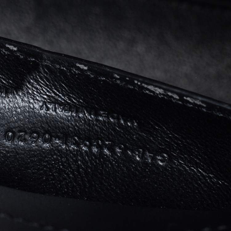 Pre Owned Saint Laurent Black Croc Embossed Patent Leather Medium Cassandra Top Handle Bag