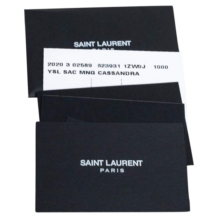 Pre Owned Saint Laurent Black Croc Embossed Patent Leather Medium Cassandra Top Handle Bag